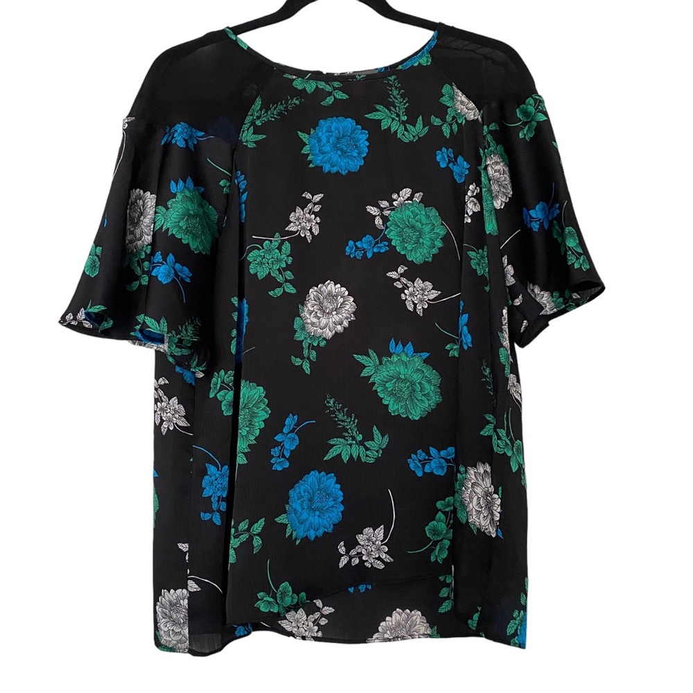 Vince Camuto Black Floral Blouse Size M